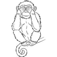 A monkey sitting on a branch with its hands over its eyes vector