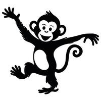 Dancing Monkey Silhouette. vector