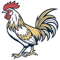 Rooster standing on white background vector