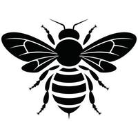A black and white silhouette of a bee vector