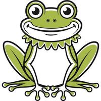 Simple Cartoon Frog with Zigzag Collar. vector