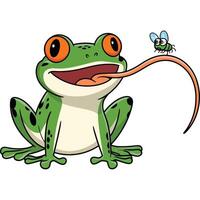 A cartoon frog with a worm in its mouth vector
