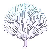 A blue tree made of circuit boards vector