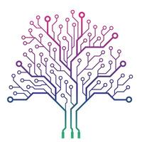 A gradient tree made of circuit boards on white background vector