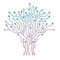 A gradient blue tree made of circuit boards vector