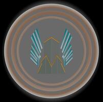 Art Deco Metallic Digital Artwork Shiny symmetry, metallic lines, and shining circular gradients. ideal for posters, website banners, album covers, etc. vector