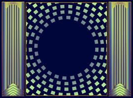 Classic Art Deco Abstract Frame with Symmetrical Design, symmetrical design and luxurious gold accents on a dark background. Ideal for invitations, posters, branding, event flyers, etc. vector