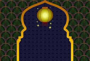 Islamic Geometric Pattern Background with Gold Details, The combination of dark blue, gold and green elements creates a sophisticated and festive atmosphere, ideal for digital and print use. vector