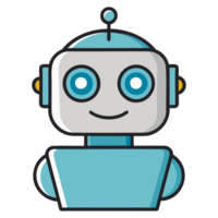 Cute Cartoon Robot with Smiling Face Artificial Intelligence Friendly Android Digital Illustration Futuristic Technology Sci-Fi Bot AI Concept Modern Automation Character png