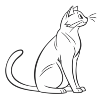 Minimalist Black and White Line Art Illustration of a Sitting Cat in Elegant Sketch Style for Coloring Pages and Digital Design png