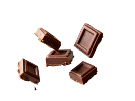 pieces of chocolate bar floating in the air png