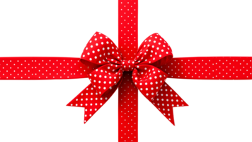 Red ribbon with white polka dots isolated on transparent background png