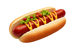 3d render of a hot dog isolated on transparent background png