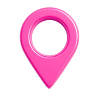 3d pink location pin icon pointing a place on a map, isolated on transparent background png