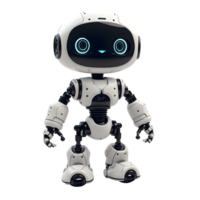 Happy cute robot on transparent background, friendly and cheerful robot. Friendly mini robot png