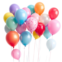Colorful party balloons isolated on transparent background png