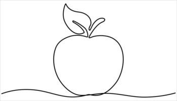 Apple fruits continuous one line drawing. Apple in one line style. One line drawing apple. Black and white minimalist linear illustration made of single line. vector