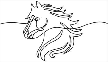 Horse continuous one line drawing. majestic horse depicted in a continuous line drawing style. minimalist Isolated on white background vector