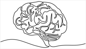 Human brain continuous one line drawing. Line art of human brain. Brain continuous one line drawing, Continuous one line drawing of human brain. vector