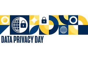 Data Privacy Day. January 28. Holiday concept. Template for background, banner, card and poster with text. EPS10 illustration. vector