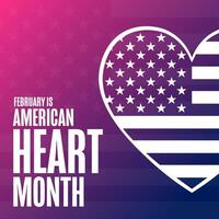 February is American Heart Month. Holiday concept. Template for background, banner and card, poster with text. EPS10 illustration. vector
