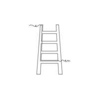 one line art ladder illustration. line art, one continuous line, simple, hand drawn and sketch style. for icons, symbols, signs or logos vector