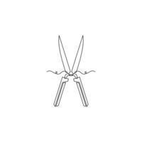 One line art Scissors tool illustration. line art, one continuous line, simple, hand drawn and sketch style. for icons, symbols, signs or logos vector
