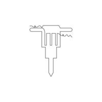 One line art Jackhammer tool illustration. line art, one continuous line, simple, hand drawn and sketch style. for icons, symbols, signs or logos vector