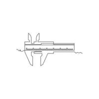 One line art Vernier calipers tool illustration. line art, one continuous line, simple, hand drawn and sketch style. for icons, symbols, signs or logos vector