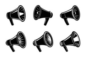 A set of Loudspeaker, Megaphone, Speaker, Announcement, Sound Amplifier, Public Address System, Voice Amplifier, Portable Speaker, Announcement Tool, Megaphone Speaker vector