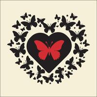 Butterflies Heart Silhouette vector