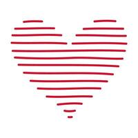 striped heart doodle style love icon Romantic symbol of love for graphic design poster tattoo Valentines Day Greeting card line art vector
