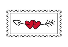 postage stamp with arrow and heart vector