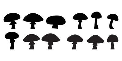 collection of mushrooms silhouette. illustration on white background vector