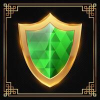 Drawing of a shield on a dark background with light effects vector