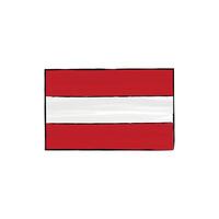 Austria flag with outline isolated on a white background. Hand drawn color illustration in sketch style. vector