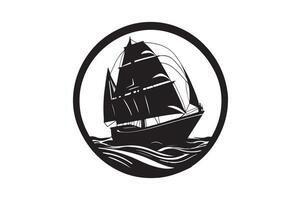 Black and White Sailing Ship Artwork vector