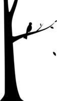 Silhouette of a Bird Perched on a Tree Branch, editable vector