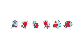 Design thinking icons set isolated on colours vector
