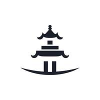 A black and white logo of a pagoda vector