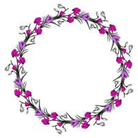 Hand Drawn Colorful Round Flower Wreath Frame vector