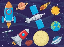 illustration of outer space object set collection vector