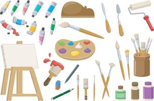 Set of painting tools elements vector