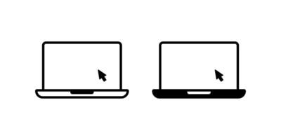 Laptop with pointer or cursor icon set. for mobile concept and web design. illustration vector
