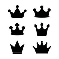A set of four different crown icons in solid black silhouette against a plain white background. vector