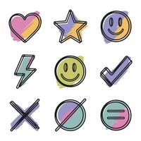 Brush icon Colorful Elements Set illustrations vector