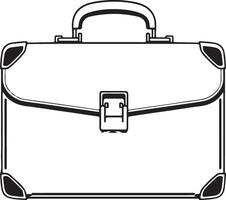A black and white illustration of a briefcase vector