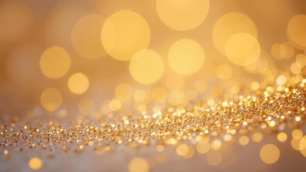 Golden glitter sparkles on a beige background with a smooth gradient transition photo