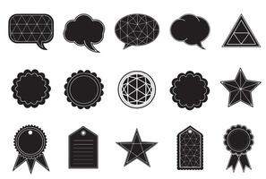 Geometric shapes black silhouette icon set vector