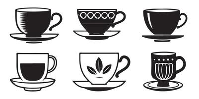 Set of Coffee Cup Silhouette Coffee and Tea Cups Keywords language vector